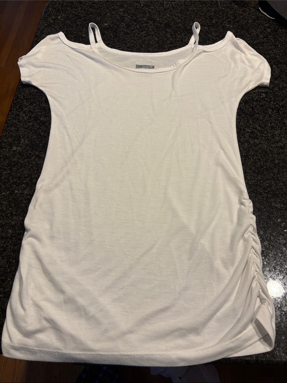 Women’s White Cold-Shoulder Tank with Side Ruching
